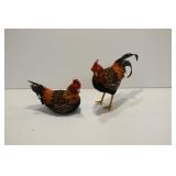 Decorative Rooster and Hen Figurines