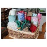 Woven Basket with Assorted Linens