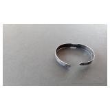 Silver Tone Open Cuff Bracelet with Engraved Detai