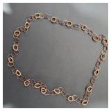 Linked Necklace with Wood Beads and Metal Rings