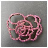 Pink Rhinestone Flower Brooch
