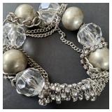 Chunky Silver Tone Beaded Bracelet