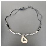 Beaded Necklace with Geode Pendant