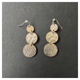 Silver Tone Disc Earrings