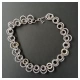 Silver Tone Necklace with Rhinestone Accents