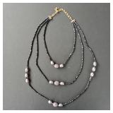 Multi-Strand Pearl and Crystal Necklace