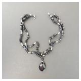 Beaded Necklace with Teardrop Pendant