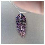 Iridescent Leaf Pendant Necklace