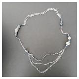 Silver Tone Chain and Bead Necklace