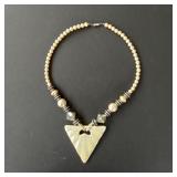 Beaded Necklace with Triangle Pendant