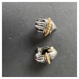 Silver and Gold Tone Clip-On Earrings