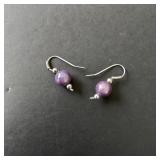 Purple Bead Dangle Earrings