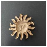 Sun Face Brooch with Rhinestone Eyes