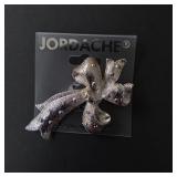 Jordache Silver Ribbon Brooch on Original Card