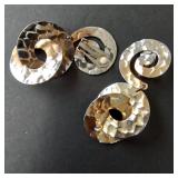 Pair of Hammered Silver-Tone Clip-on Earrings