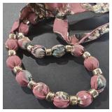 Floral Print Fabric Bead Necklace