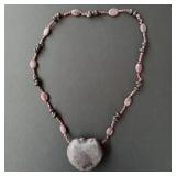Beaded Necklace with Heart Pendant
