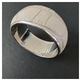 Silver Tone and Faux Leather Bracelet