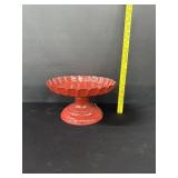 Distressed Red Metal Cake Stand
