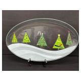 Gorham Christmas Tree Oval Glass Platter