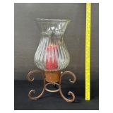 Large Candle Vase Wrought Iron Base