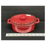 Lidded Red Enameled Casserole