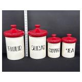 Vintage Red & White Canister Set