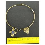 Choker Necklace W/ Sterling & Brass Pendants