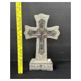 Stone/Metal & Glass Cross Free Standing