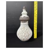 Distressed Pottery Ceramic Jar W/ Finial Lid