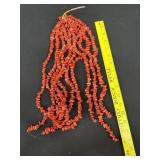 Large Lot Of Red Coral Stone Beads