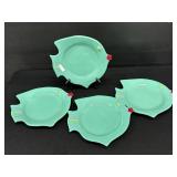 4 Turquoise Fish Plates