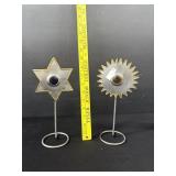 2 Metal Votive Candle Holders w/ Color Reflectors