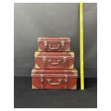 3 Leather & Glass Decorative Suitcases