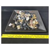 Large Stoneware Square Platter W/ Polished Pebbles