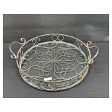 Glass & Metal Round Serving Tray