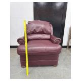 King Burgandy Brass Button Chair