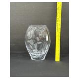Heavy Etched Crystal Vase