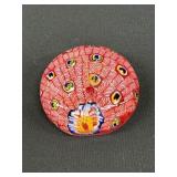 Millefiori Red Peacock Paperweight