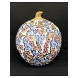 Decorative Pumpkin Pansy Flowers Lidded Jar