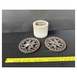 2 Iron Candle Trivets 1 Candle