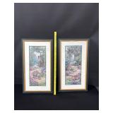 2 Vintage Signed Barbara Mock Garden Prints