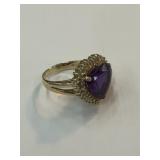 14K Gold Amethyst & Diamond Ring 6.2 Grams 14K Gold Amethyst & Diamond Ring 6.2 Grams