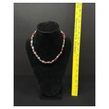 Display W/ Turquoise & Coral Nugget Necklace