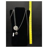 Jewelry Display W/ Silver & Gold Chain Coin Motif