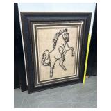 Large Framed Metal Stallion Wall Hanging 40x49