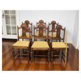 6 Antique Louis XIV Carved Oak Dining Chairs