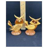 Vintage Wood Carved Owl Figurines