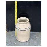 Primitive Blue Ring Stoneware Butter Churn