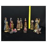 Hand Painted Ceramic Nativity Scene In Container